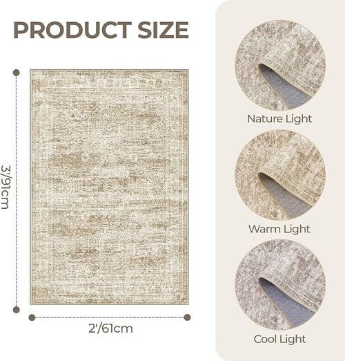 2x3 Washable Rug Runner for Bathroom, Soft Entryway Rug for Laundry Room - Image 2