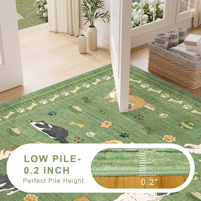 DUKINO 5x7 Rug for Living Room, Lightweight Animal Dog Print Washable Area Rug - Image 7