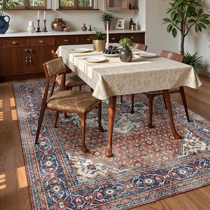 Washable Area Rug 4' x 6' Vintage Traditional Persian Mat - Image 3