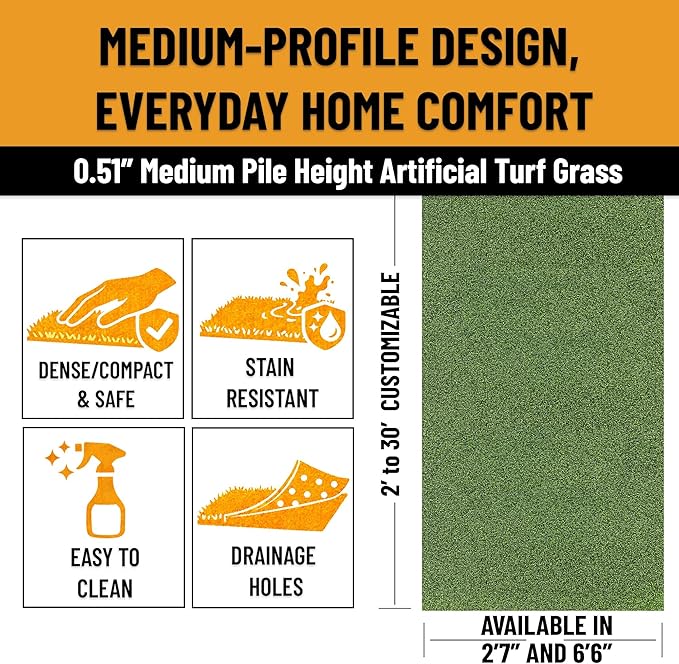 Ottomanson Artificial Turf for Backyard, Training & Outdoor Use 78" x 18' - Image 6