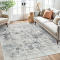 Soalmost Abstract Rug 5x7 Machine Washable Area Indoor Grey Low Pile Non-Slip by Soalmost