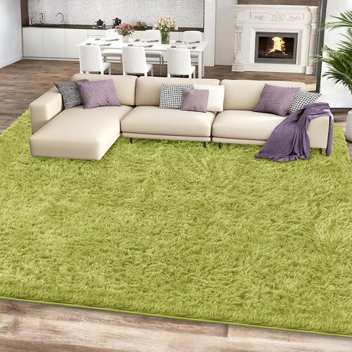 6x9 Green Grass Area Rugs for Living Room, Large Fluffy Shag Rug for Bedroom - Image 2