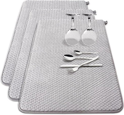 3 Pack Microfiber Dish Drying Mat, 24 x 17 inch Super Absorbent Drying Pad by Baaxxango