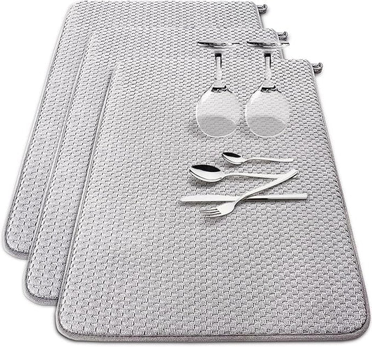 3 Pack Microfiber Dish Drying Mat, 24 x 17 inch Super Absorbent Drying Pad by Baaxxango