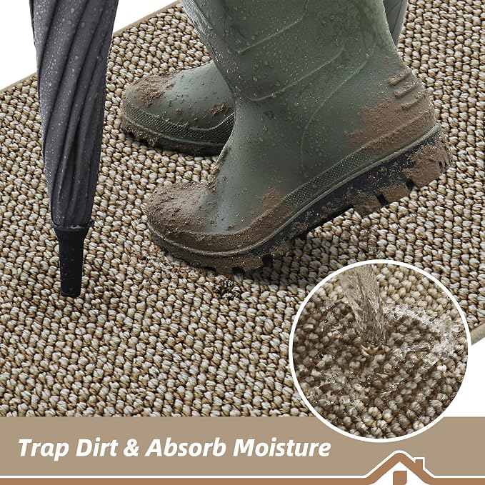 BEQHAUSE Dirt Trapper Door Mat 20" x 32", Non-Slip Washable Doormats Entrance - Image 3