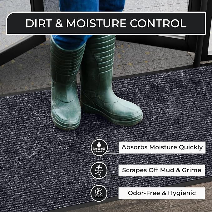 4 Pack Grey Commercial Door Mat 3'x5' Heavy Duty Industrial Floor Mat - Image 4