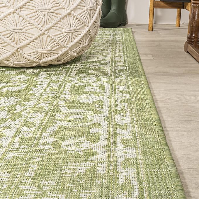 JONATHAN Y Boho Medallion Indoor Outdoor Area Rug 9X12 Green/Cream, Malta - Image 8
