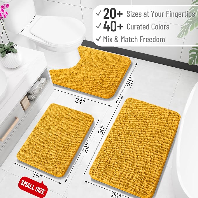 OLANLY Bathroom Runner Rugs 47x17, Soft Absorbent Chenille Bath Rugs, Rubber - Image 2