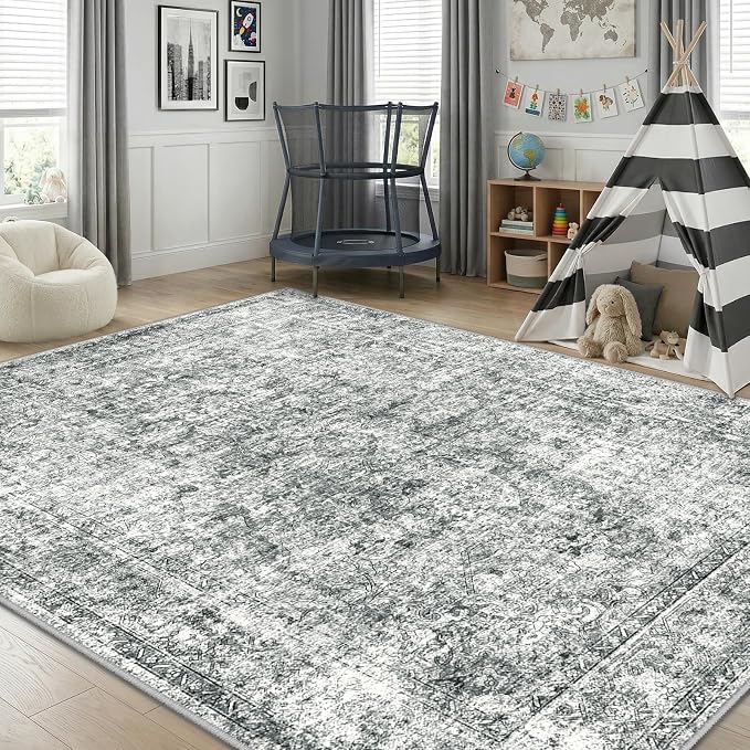 CAPALOCA Machine Washable Rugs Nursery Rug 6x9 Cute Girl Non Slip Low Pile - Image 2