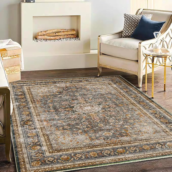 CHAMPLANT Area Rug 6'x9' Washable Vintage Traditional Floor Cover Thin Retro - Image 2