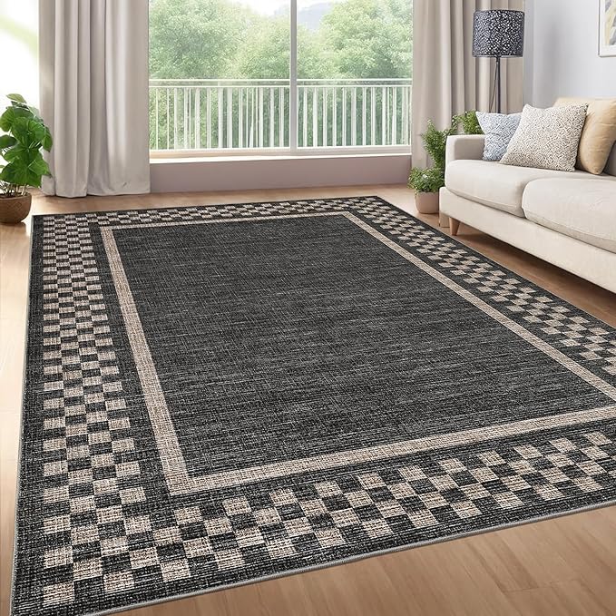 GarveeHome Machine Washable 5x7 Area Rugs Modern Bordered Living Room Rug Non - Image 2