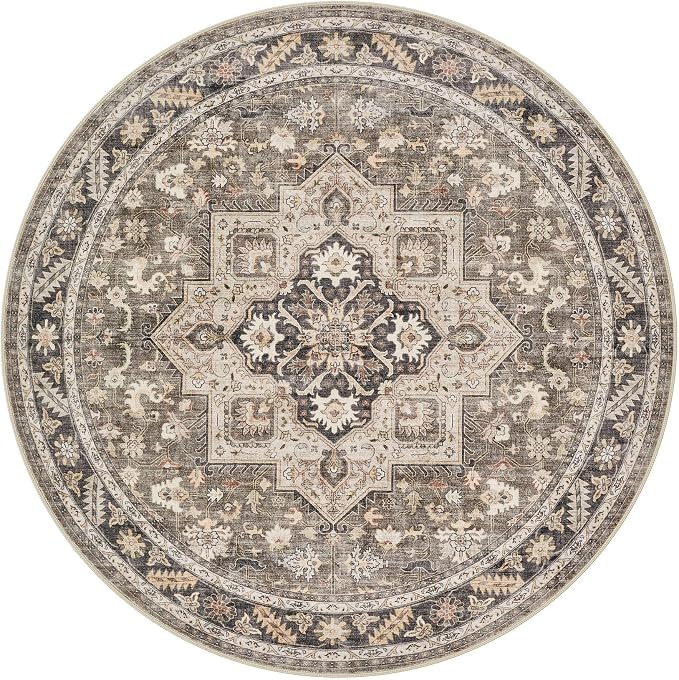 5ft Round Vintage Living Room Area Rug - Image 9