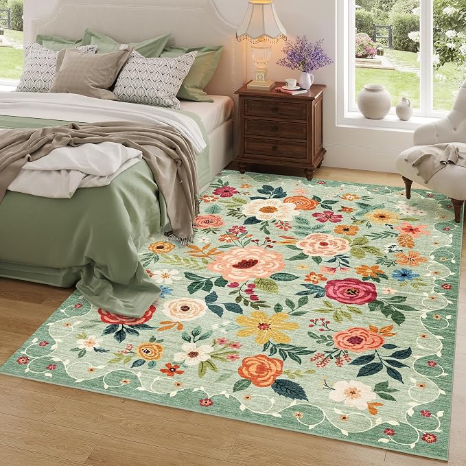 DUKINO 6x9 Area Rug, Floral Rugs - Image 8