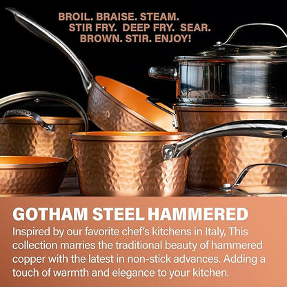 Gotham Steel 10 Inch Hammered Non Stick Frying Pans, Nonstick Frying Pan - Image 2