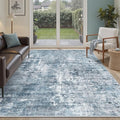 Soalmost 5x8 Area Rugs Blue/Grey Low Pile Indoor Washable Trendy Faded Style by Soalmost