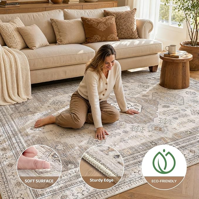 10x14 Washable Area Rug, Large Rugs - Image 3