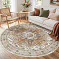 Madane Washable 6ft Circle Round Rug, 6x6 Circular Rugs Non-Slip Vintage Area by Madane
