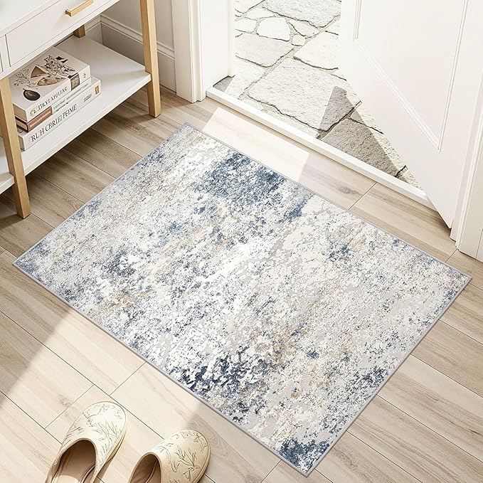 DMOYEST 2x3 Entryway Area Rug: Washable Neutral Modern Abstract Small Rug - Image 2