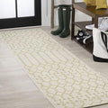 JONATHAN Y Moroccan Geometric Indoor Outdoor Runner Rug 2X10 Cream/Green by JONATHANY