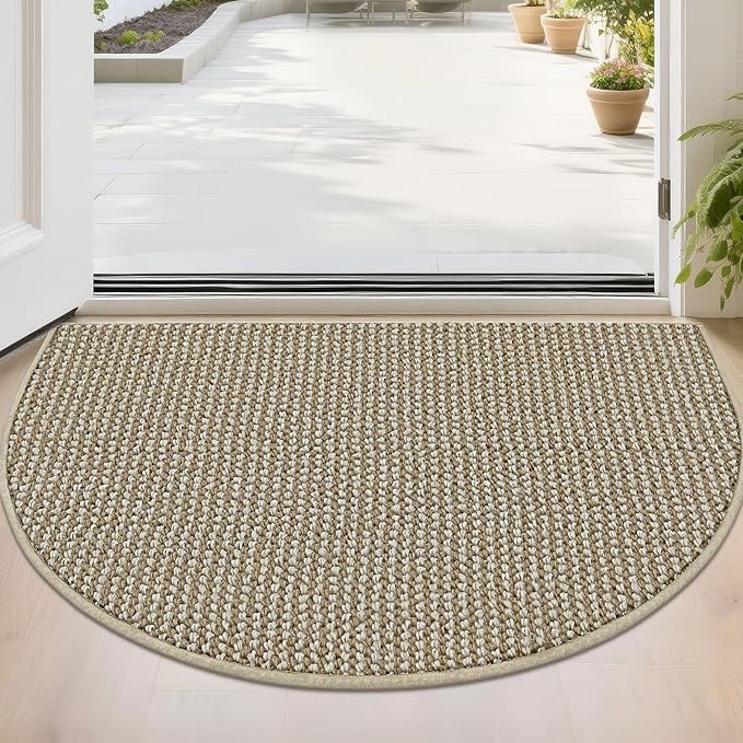 BEQHAUSE Dirt Trapper Door Mat 24" x 36" Half Circle Non-Slip Washable Doormats by BEQHAUSE