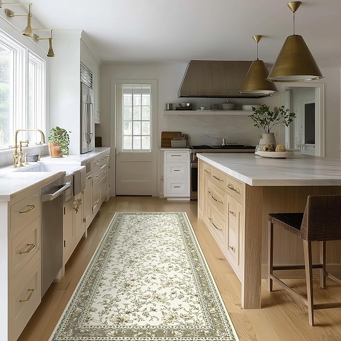 Greyish Beige Runner Rugs 2x6 for Hallway Kitchen Bedroom Beside Laundry Room by BILEEHOME