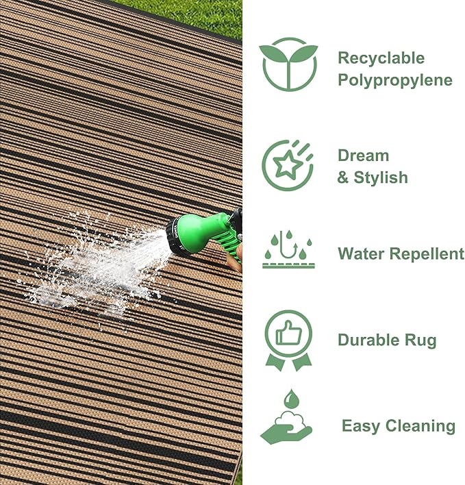 GENIMO Outdoor Rug for Patio Clearance, Lightweight Waterproof RV Camping Mat - Image 6