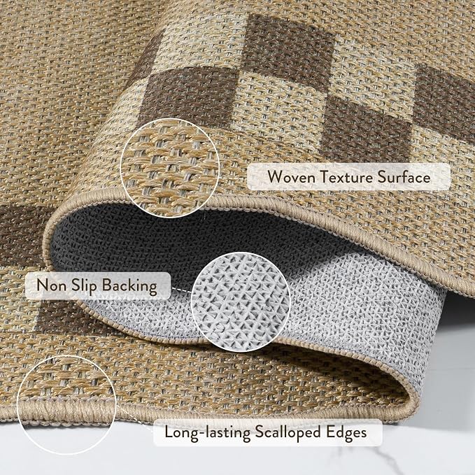 LIVEBOX Easy Jute Checkered Runner Rug - Image 5
