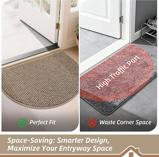 BEQHAUSE Dirt Trapper Door Mat 36" x 60" Half Circle Non Slip Washable Doormats - Image 8