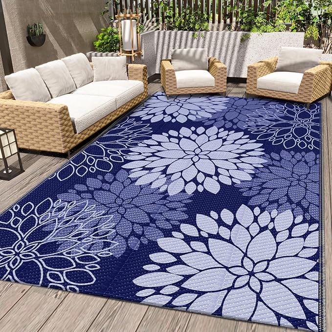 LuxStep Outdoor Rug Waterproof Outdoor Plastic Straw Rug Reversible Patio Rug by LuxStep