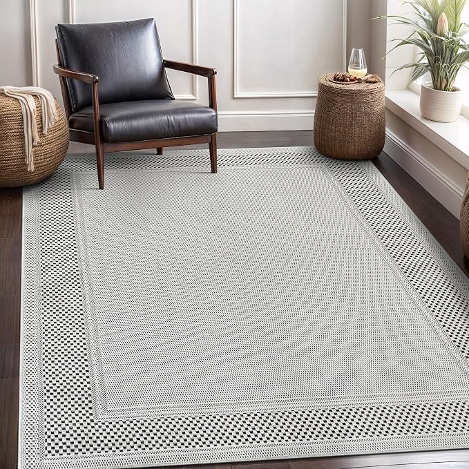 CAMILSON Easy Jute Rug 4x6, Indoor Outdoor Off-White Color Fiber Area Rugs - Image 6