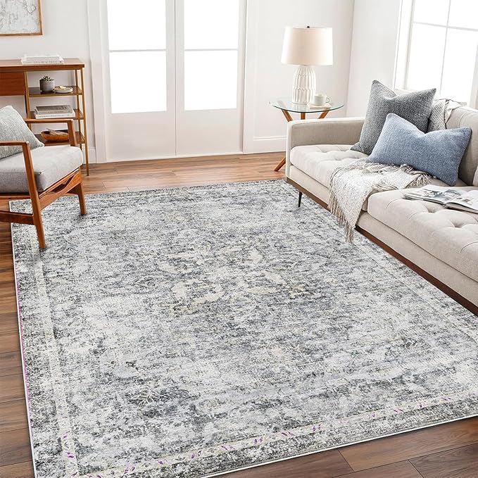 CHAMPLANT Washable Area Rug 4'x6' Vintage Traditional Floor Cover Foldable Thin - Image 2
