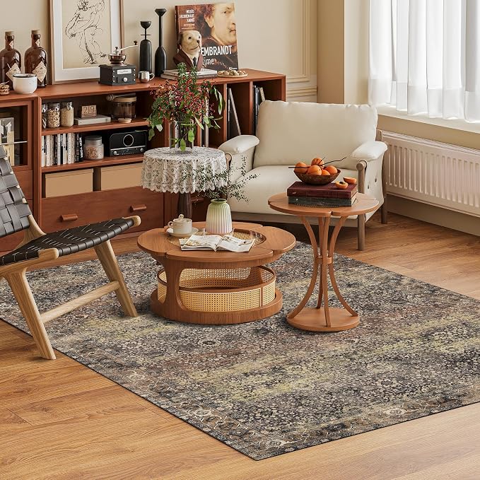 Washable Area Rug 9' x 12' Vintage Traditional Persian Mat - Image 2
