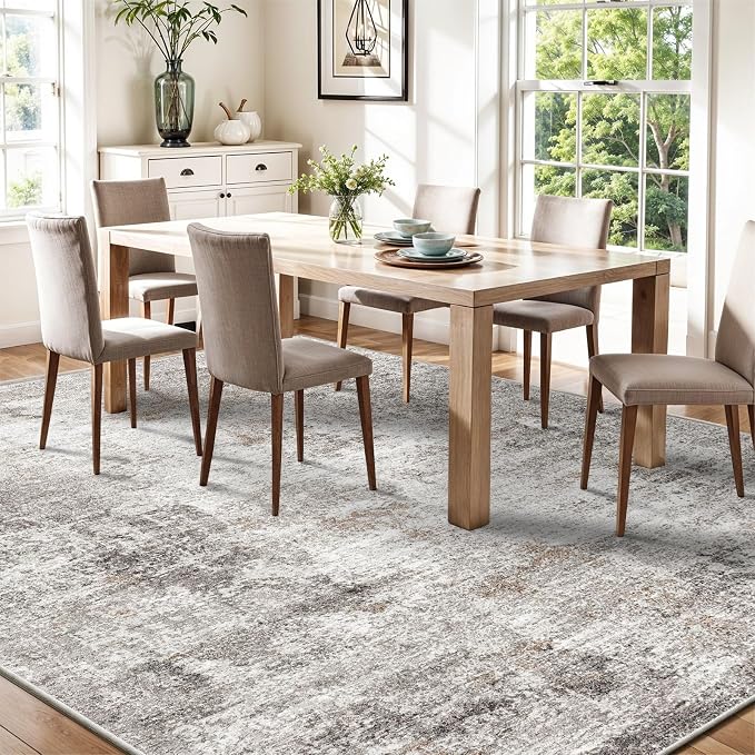 8x10 Washable Living Room Rug – Modern Neutral Abstract Soft Large Area Rug - Image 5