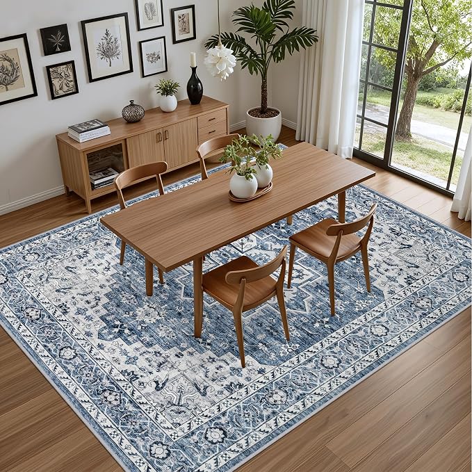 Area Rugs 9x12 Living Room Rug: Washable Rug Soft Vintage Boho Medallion Carpet - Image 5