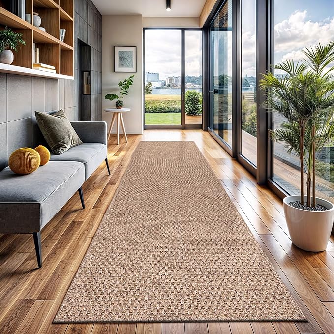 CAMILSON Indoor and Outdoor Runner Rug Natural Solid Boho Woven Design by CAMILSONIndoorOutdoorAreaRugs