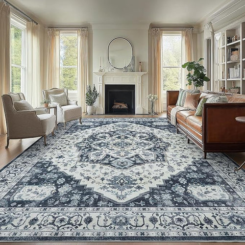 AMADA HOMEFURNISHING 9x12 Area Rug, Washable Low-Profile Large Area Rug by AMADAHOMEFURNISHING
