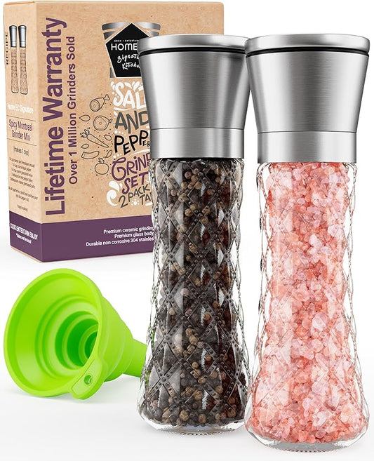 Home EC Original Stainless Steel Sea Salt and Pepper Grinder Set of 2 by HOMEEC