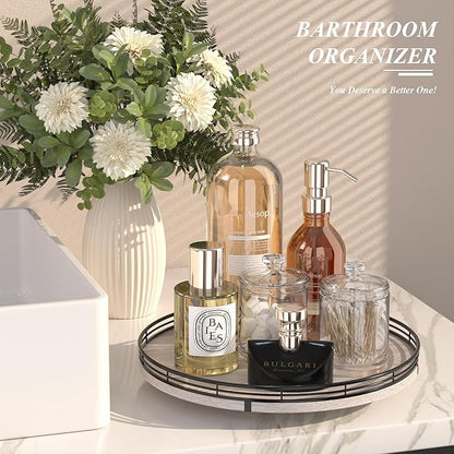 13" Oak Bathroom Vanity Tray Turntable - Image 3