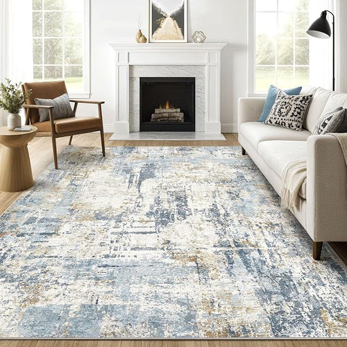 8x10 Area Rugs Washable Rug: Living Room Large Abstract Modern Soft Stain by LOONGRUG