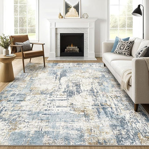 9x12 Area Rug Living Room: Washable Large Abstract Modern Soft Stain Resistant by LOONGRUG
