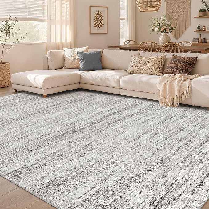 Nakagishi 7X9 Area Rugs Living Room: Washable Large Vintage Rug Neutral by NakagishiAreaRug