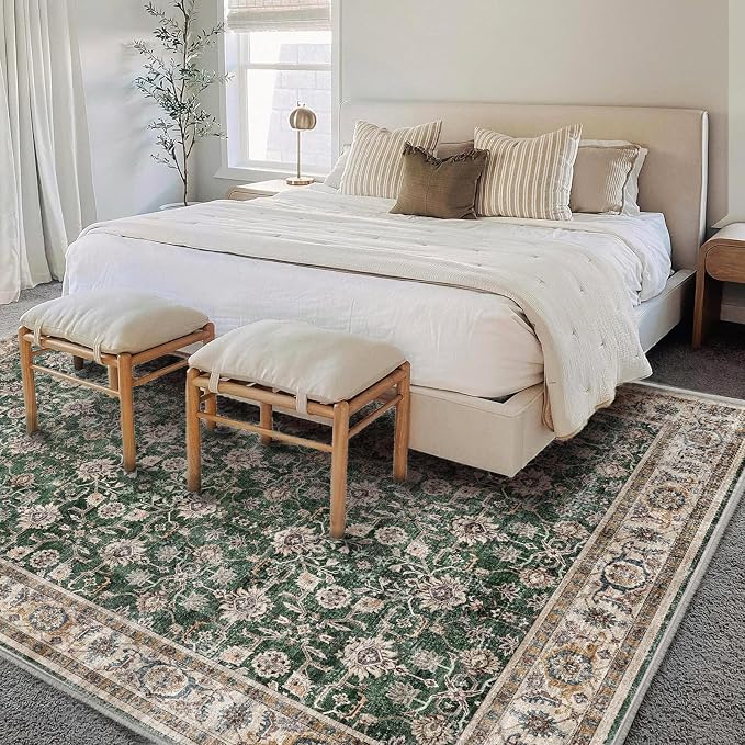CHAMPLANT Area Rug 6'x9' Washable Vintage Traditional Floor Cover Thin Retro - Image 2