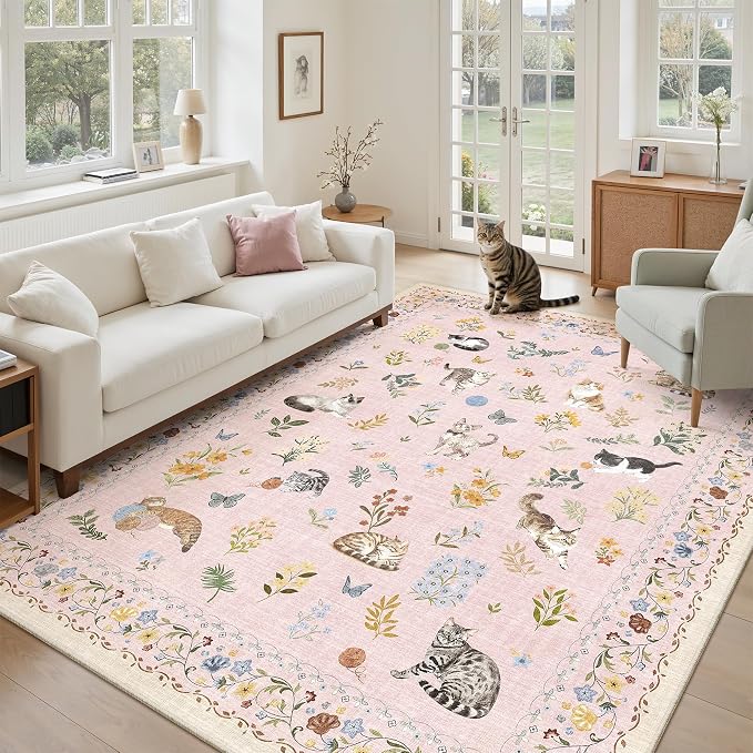 Soalmost Cat 5x7 Pink Area Rugs - Image 2