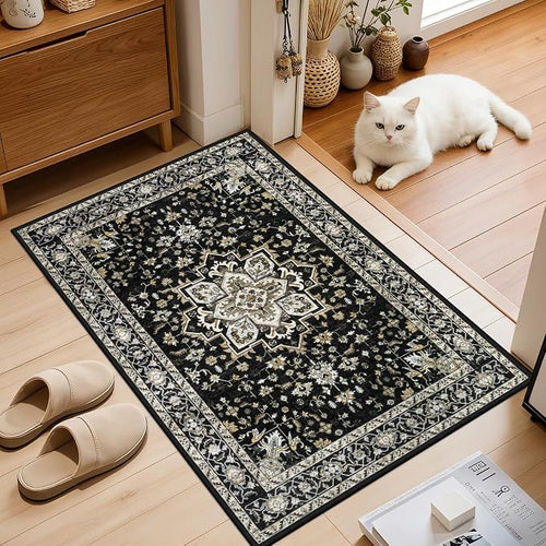 2x3 Area Rugs Living Room Rug: Washable Vintage Boho Medallion Rug No Slip - Image 2