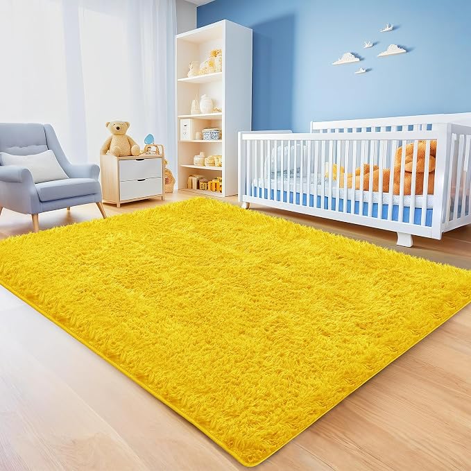 5x7 Yellow Area Rugs for Living Room, Fluffy Shag Rug for Bedroom Nursery - Image 4