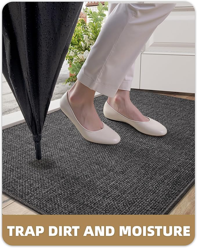 Color&Geometry Ultra Thin Indoor Door Mat 17"x30", Non Slip Rubber Backed Dirt - Image 6