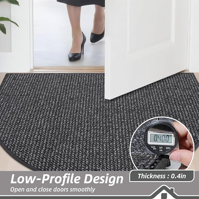 BEQHAUSE Dirt Trapper Door Mat 17" x 30" Half Circle Non-Slip Washable Doormats - Image 5