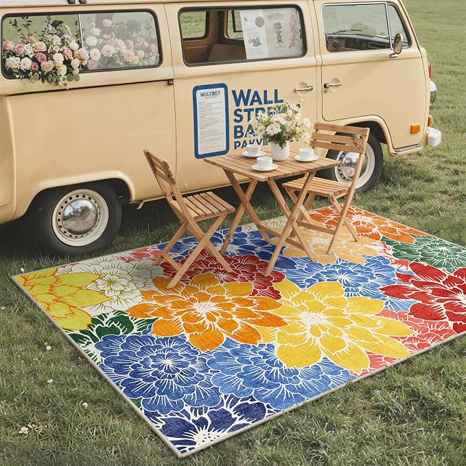 GENIMO Indoor Outdoor Area Rug 9'x12', Machine Washable Rugs - Image 4