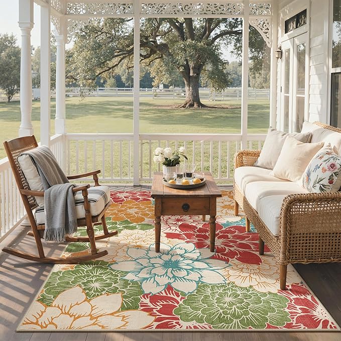 GENIMO Indoor Outdoor Area Rug 5'x8', Machine Washable Rugs - Image 6