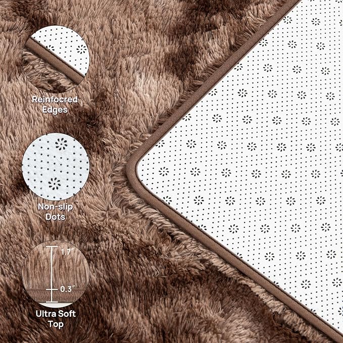 Deerhoo Large Shag Area Rugs 8 x 10, Tie-Dyed Plush Fuzzy Rugs - Image 4